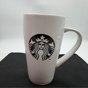 Starbucks Coffee 18 oz Coffee Mug Cup White Green Logo Ceramic 6” Tall 2014